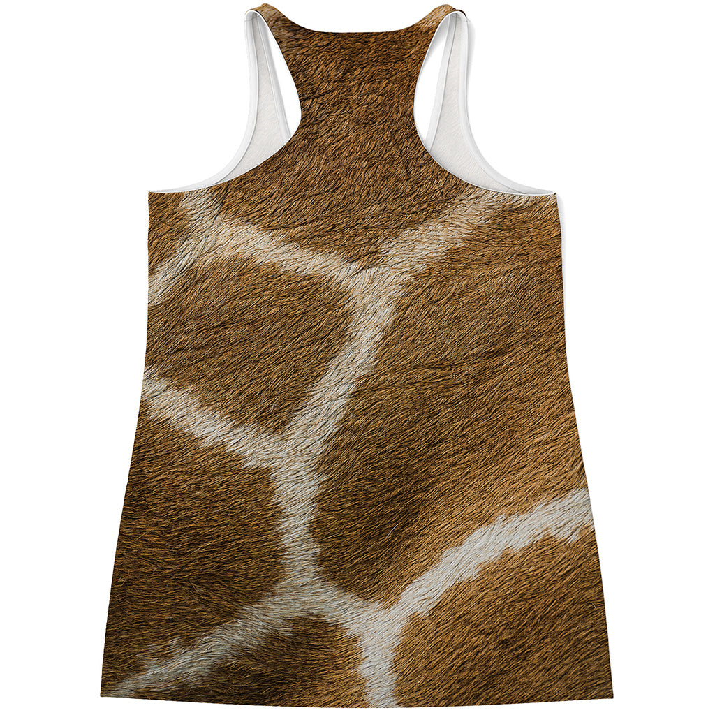 Brown Giraffe Print Women's Racerback Tank Top