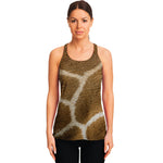 Brown Giraffe Print Women's Racerback Tank Top