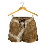 Brown Giraffe Print Women's Shorts