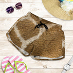 Brown Giraffe Print Women's Shorts