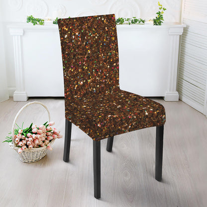 Brown Glitter Artwork Print Dining Chair Slipcover