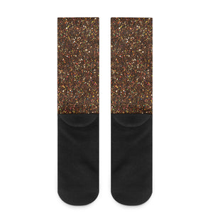 Brown Glitter Artwork Print (NOT Real Glitter) Crew Socks