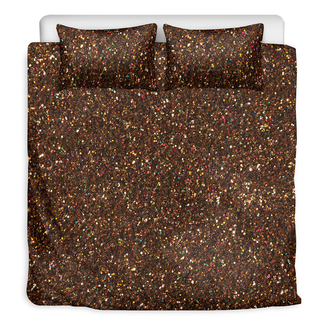 Brown Glitter Artwork Print (NOT Real Glitter) Duvet Cover Bedding Set