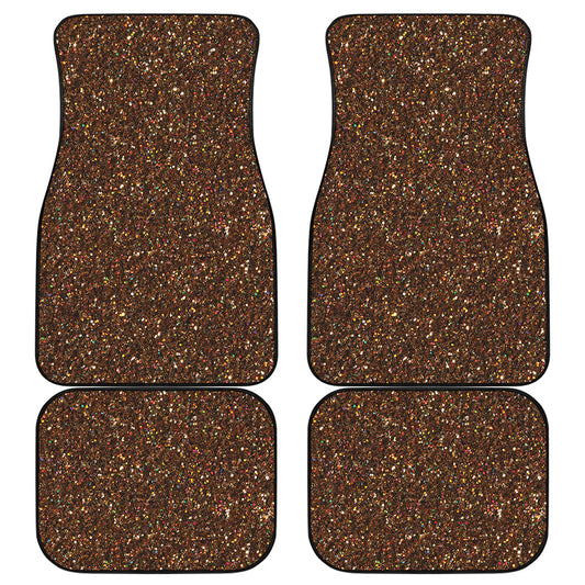 Brown Glitter Artwork Print (NOT Real Glitter) Front and Back Car Floor Mats