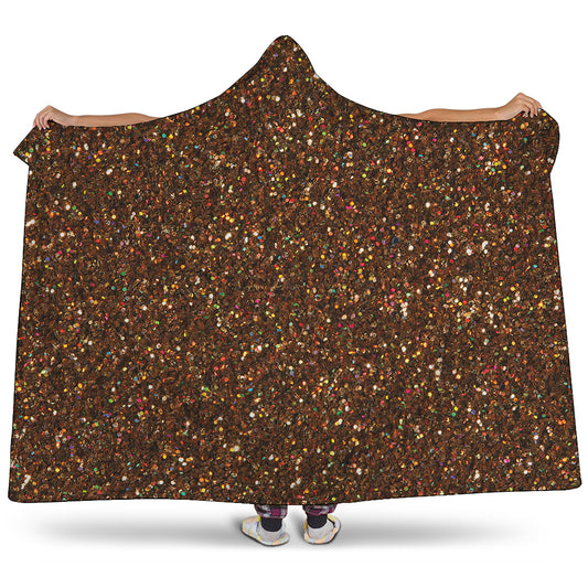 Brown Glitter Artwork Print (NOT Real Glitter) Hooded Blanket