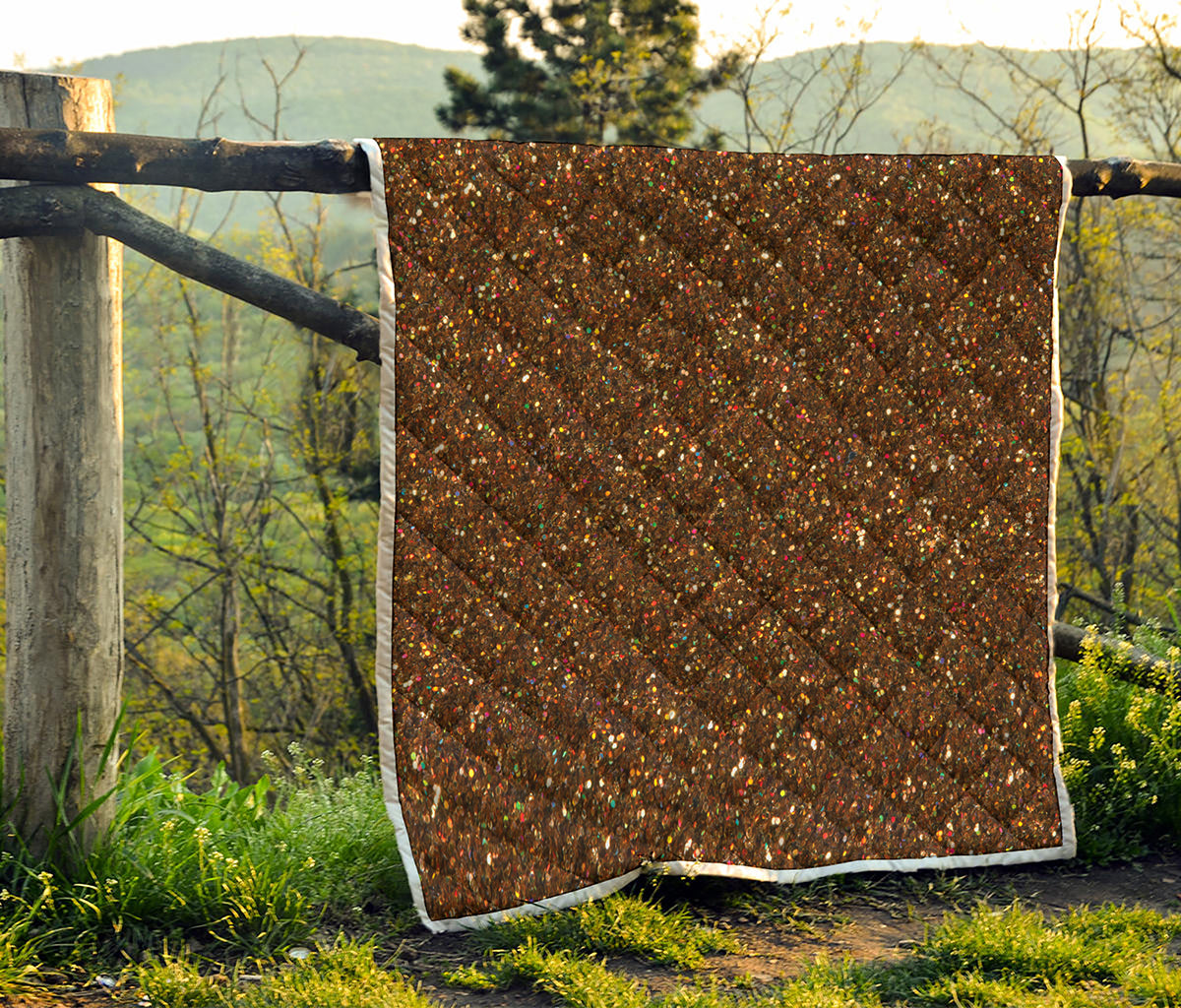 Brown Glitter Artwork Print (NOT Real Glitter) Quilt