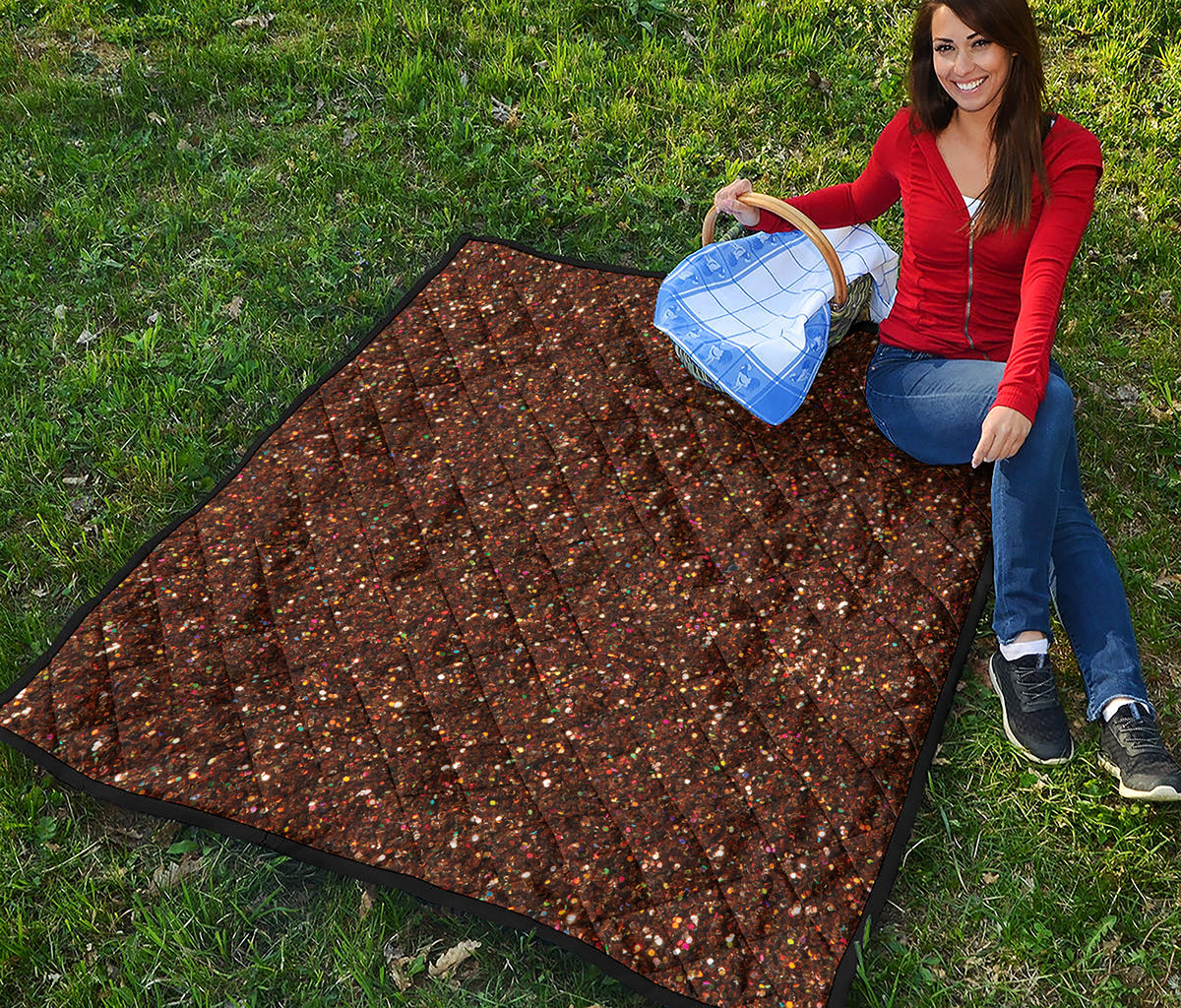 Brown Glitter Artwork Print (NOT Real Glitter) Quilt