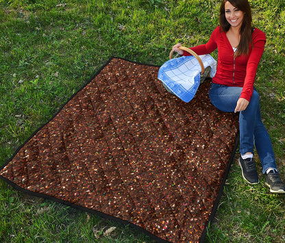 Brown Glitter Artwork Print (NOT Real Glitter) Quilt