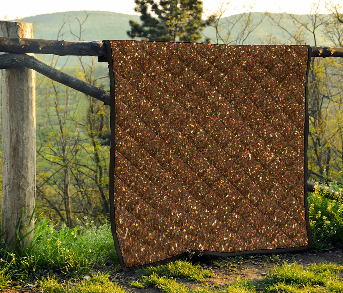 Brown Glitter Artwork Print (NOT Real Glitter) Quilt
