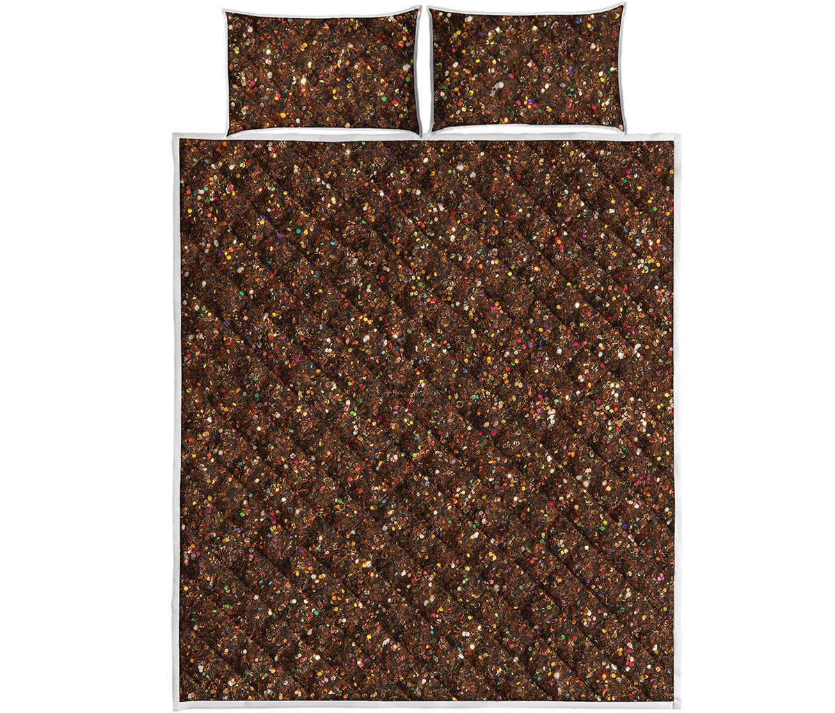 Brown Glitter Artwork Print (NOT Real Glitter) Quilt Bed Set