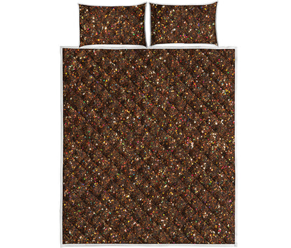 Brown Glitter Artwork Print (NOT Real Glitter) Quilt Bed Set