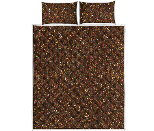 Brown Glitter Artwork Print (NOT Real Glitter) Quilt Bed Set