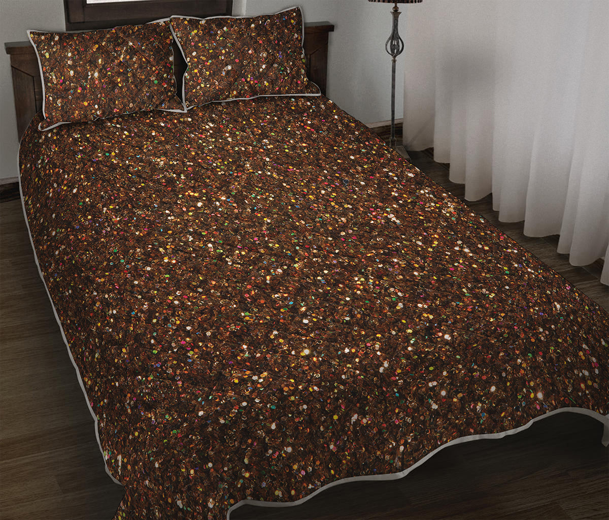 Brown Glitter Artwork Print (NOT Real Glitter) Quilt Bed Set