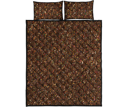 Brown Glitter Artwork Print (NOT Real Glitter) Quilt Bed Set