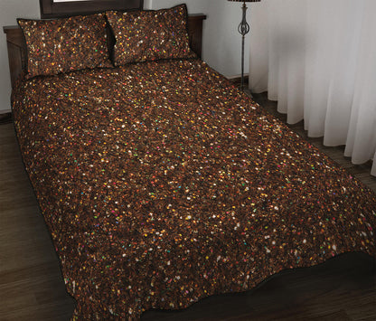 Brown Glitter Artwork Print (NOT Real Glitter) Quilt Bed Set