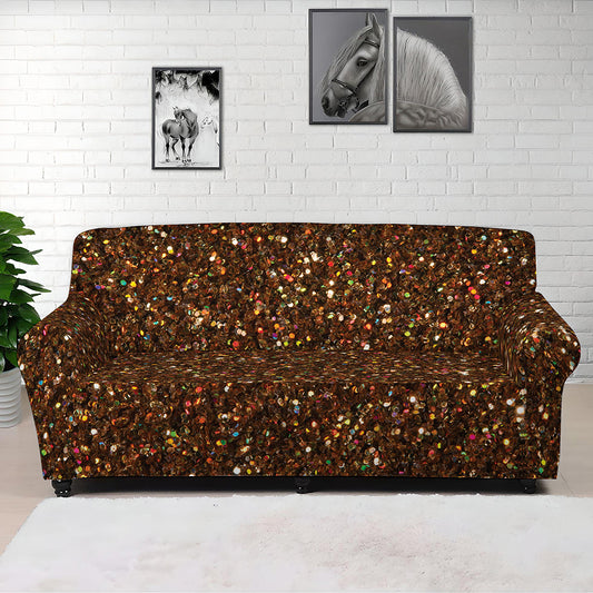 Brown Glitter Artwork Print (NOT Real Glitter) Sofa Cover
