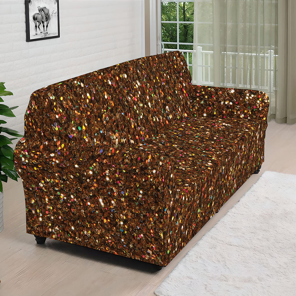 Brown Glitter Artwork Print (NOT Real Glitter) Sofa Cover