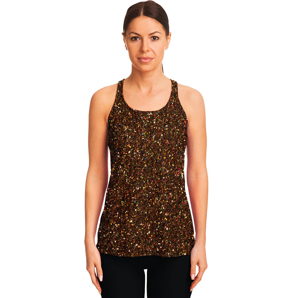 Brown Glitter Artwork Print (NOT Real Glitter) Women's Racerback Tank Top