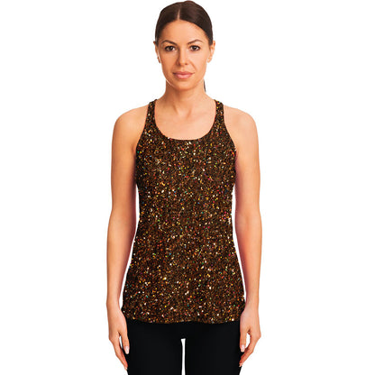 Brown Glitter Artwork Print (NOT Real Glitter) Women's Racerback Tank Top