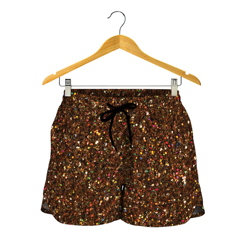 Brown Glitter Artwork Print (NOT Real Glitter) Women's Shorts