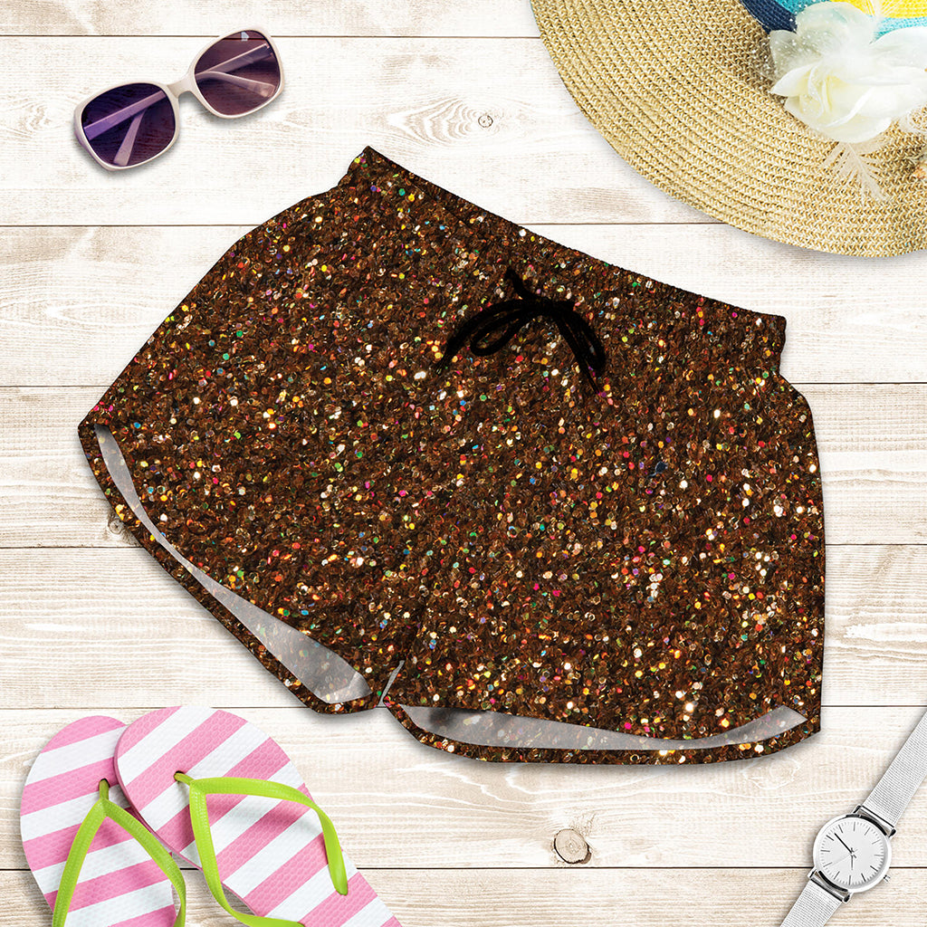 Brown Glitter Artwork Print (NOT Real Glitter) Women's Shorts