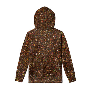 Brown Glitter Artwork Print Pullover Hoodie