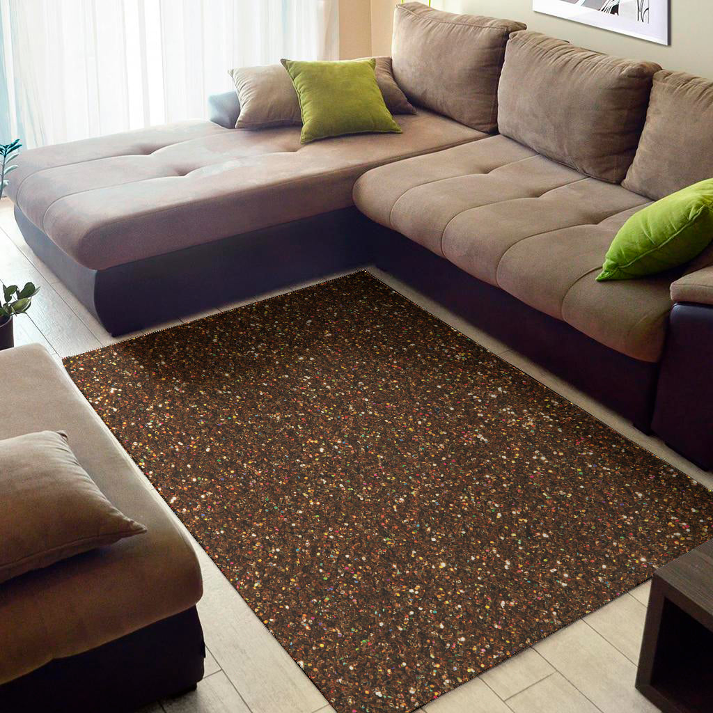 Brown Glitter Texture Print Area Rug