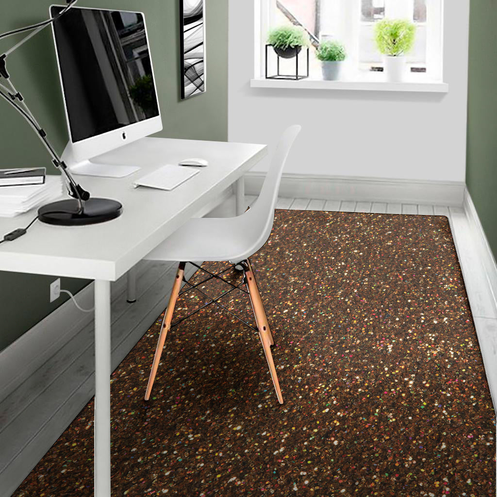 Brown Glitter Texture Print Area Rug