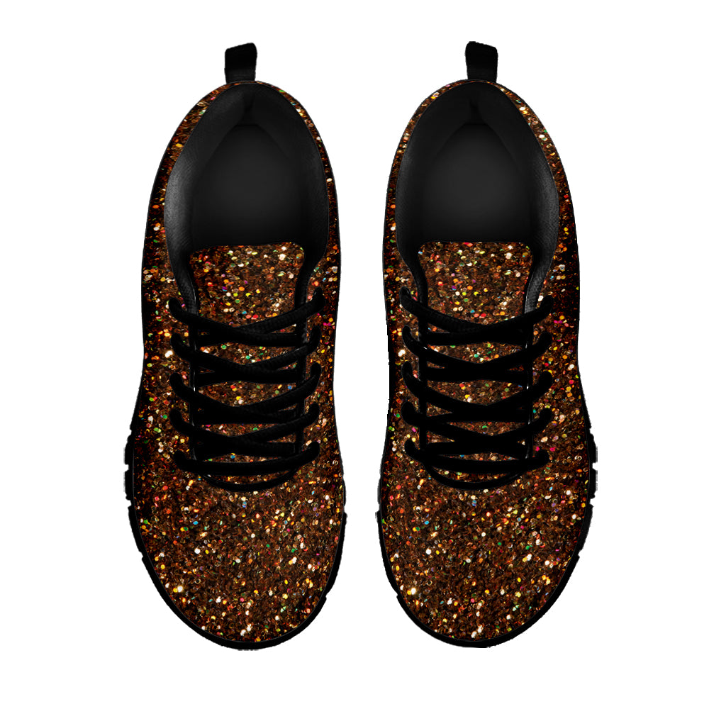 Brown Glitter Texture Print Black Sneakers