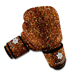 Brown Glitter Texture Print Boxing Gloves