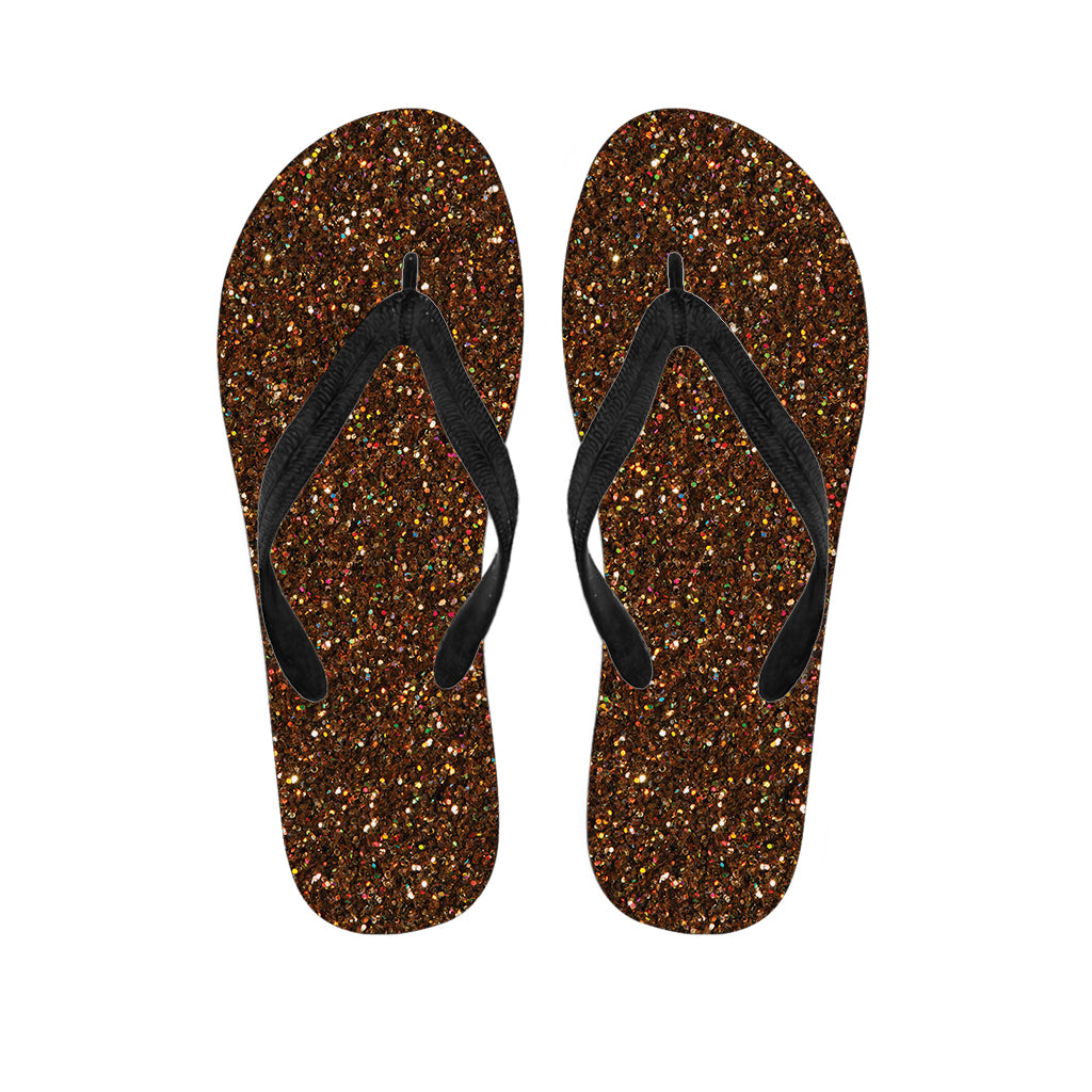 Brown Glitter Texture Print Flip Flops