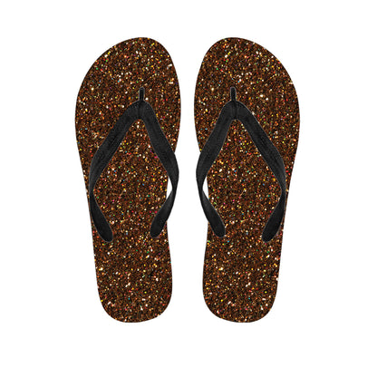 Brown Glitter Texture Print Flip Flops