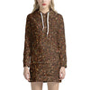 Brown Glitter Texture Print Hoodie Dress