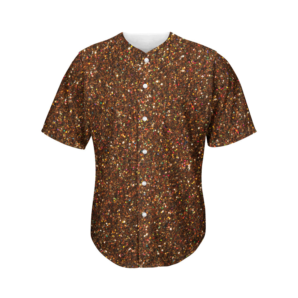 Brown Glitter Texture Print Men's Baseball Jersey