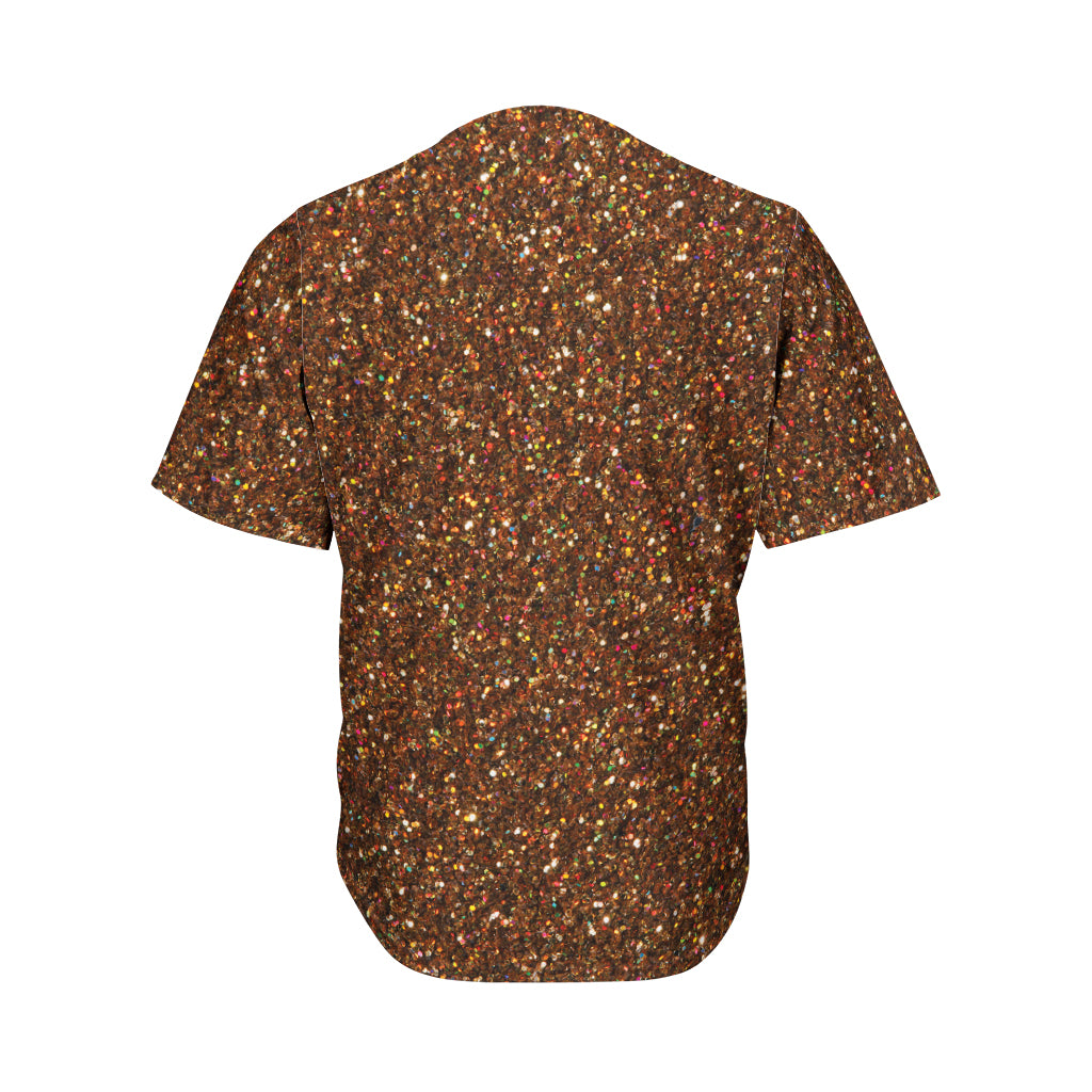 Brown Glitter Texture Print Men's Baseball Jersey