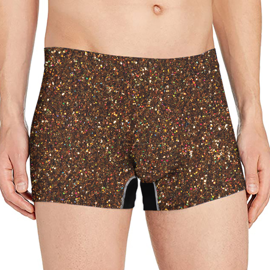 Brown Glitter Texture Print Men's Boxer Briefs