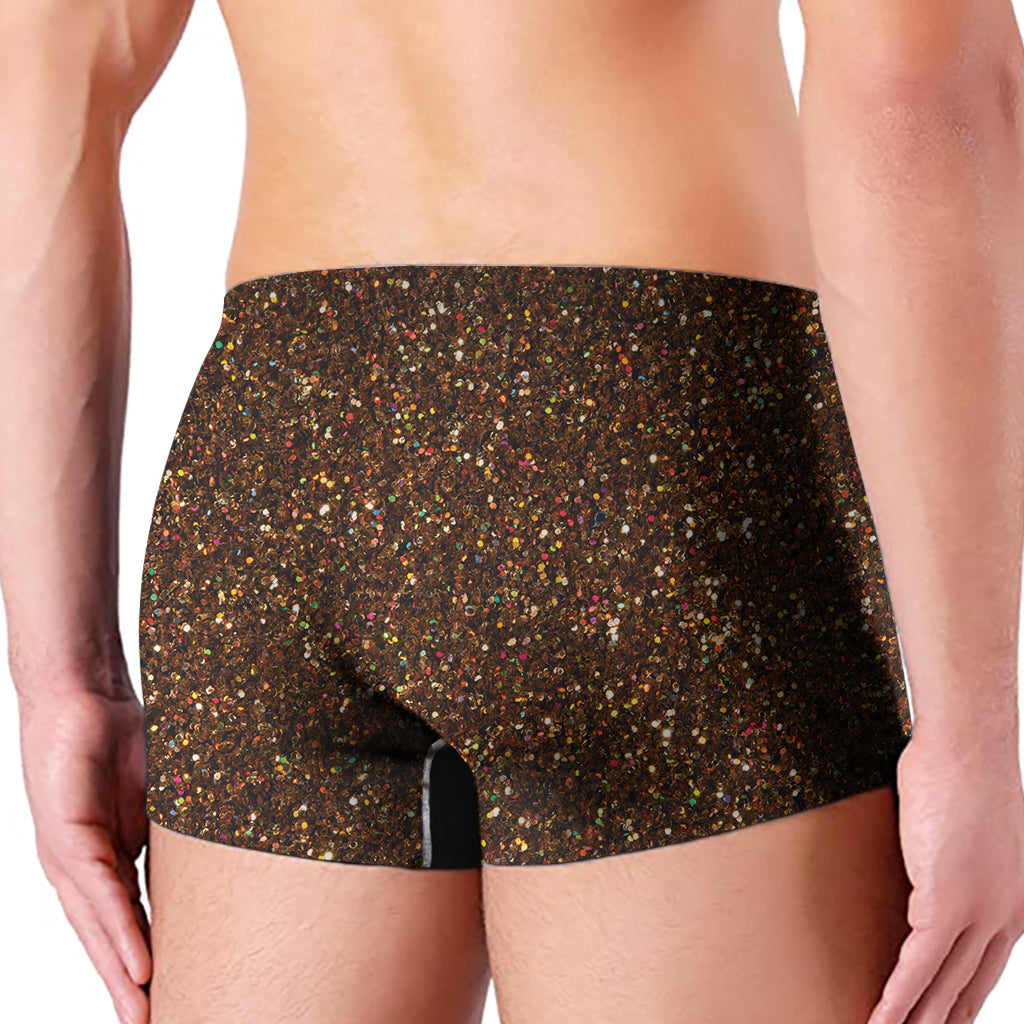 Brown Glitter Texture Print Men's Boxer Briefs