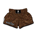 Brown (NOT Real) Glitter Print Muay Thai Boxing Shorts