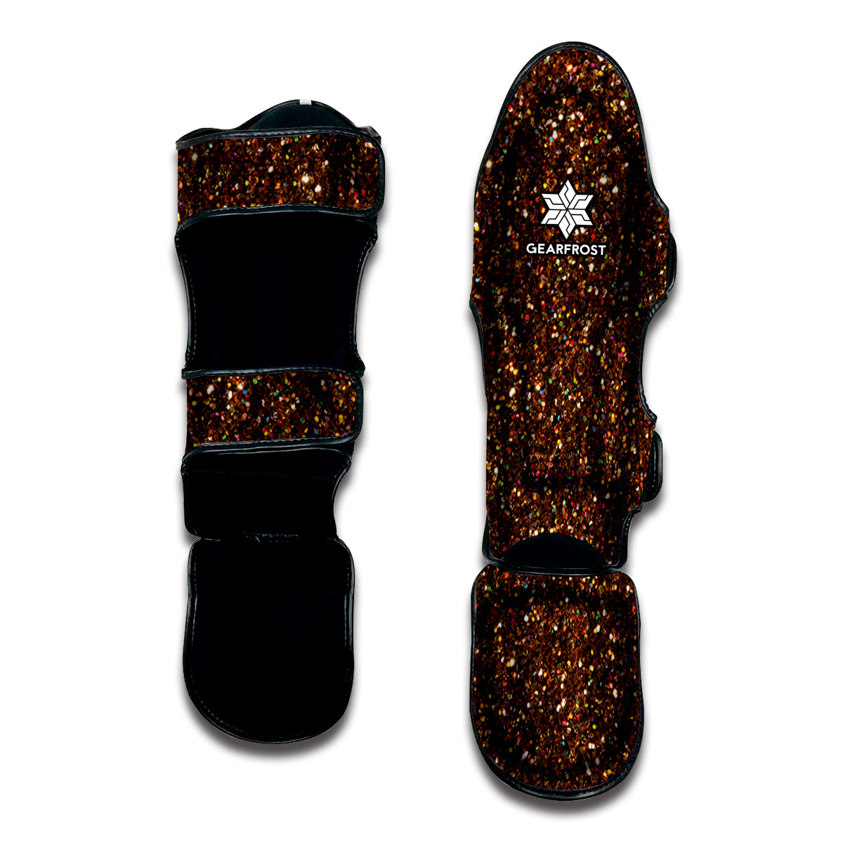 Brown Glitter Texture Print Muay Thai Shin Guard