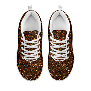 Brown Glitter Texture Print White Sneakers