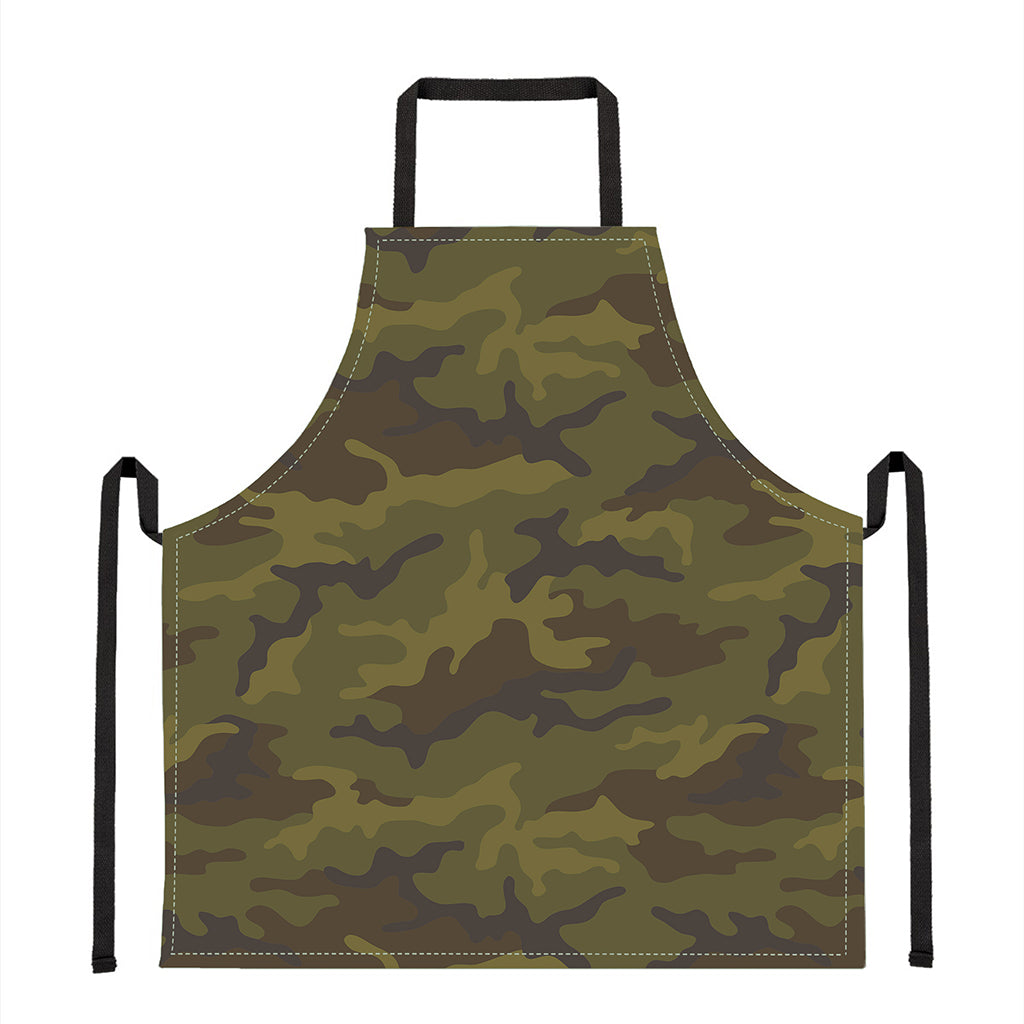 Brown Green Camouflage Print Apron