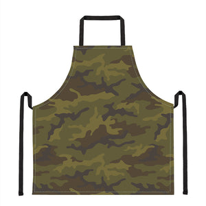 Brown Green Camouflage Print Apron