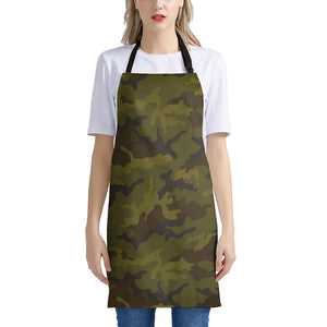 Brown Green Camouflage Print Apron