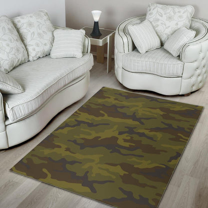 Brown Green Camouflage Print Area Rug GearFrost
