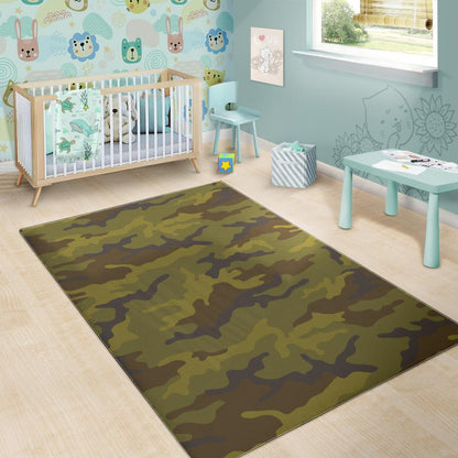 Brown Green Camouflage Print Area Rug GearFrost