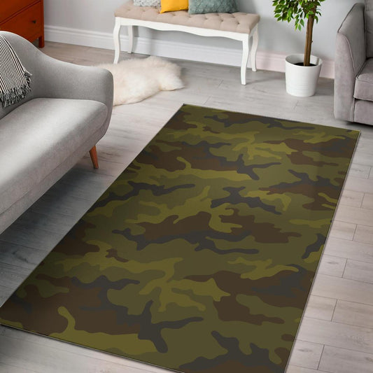 Brown Green Camouflage Print Area Rug GearFrost