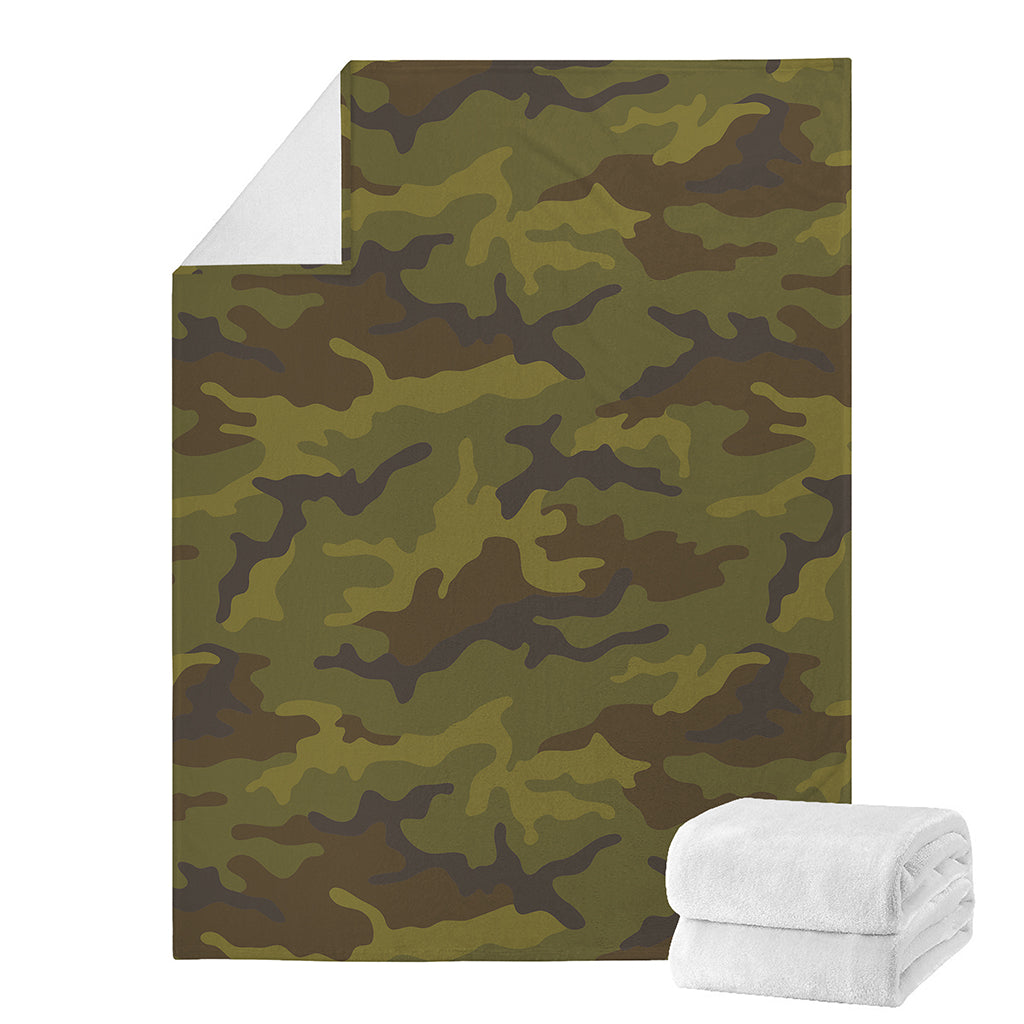 Brown Green Camouflage Print Blanket
