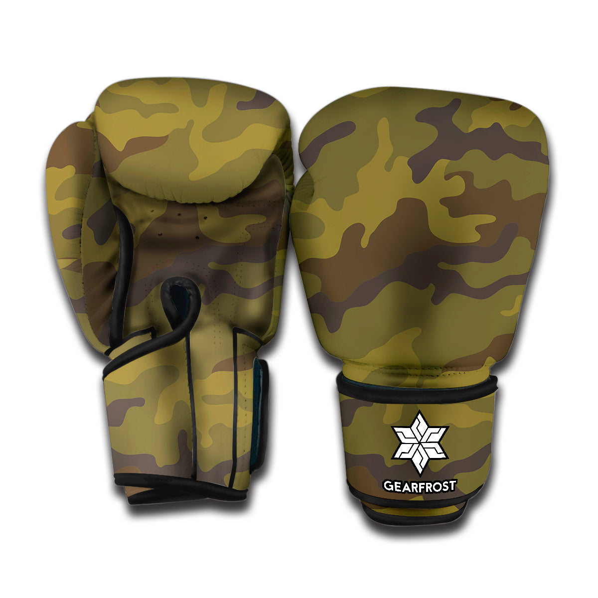 Brown Green Camouflage Print Boxing Gloves