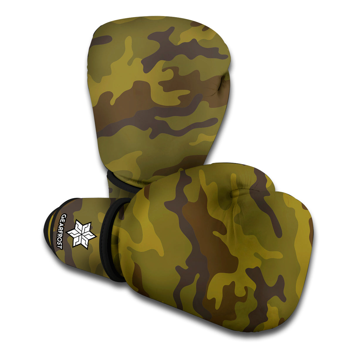 Brown Green Camouflage Print Boxing Gloves