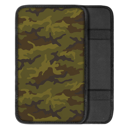 Brown Green Camouflage Print Car Center Console Cover